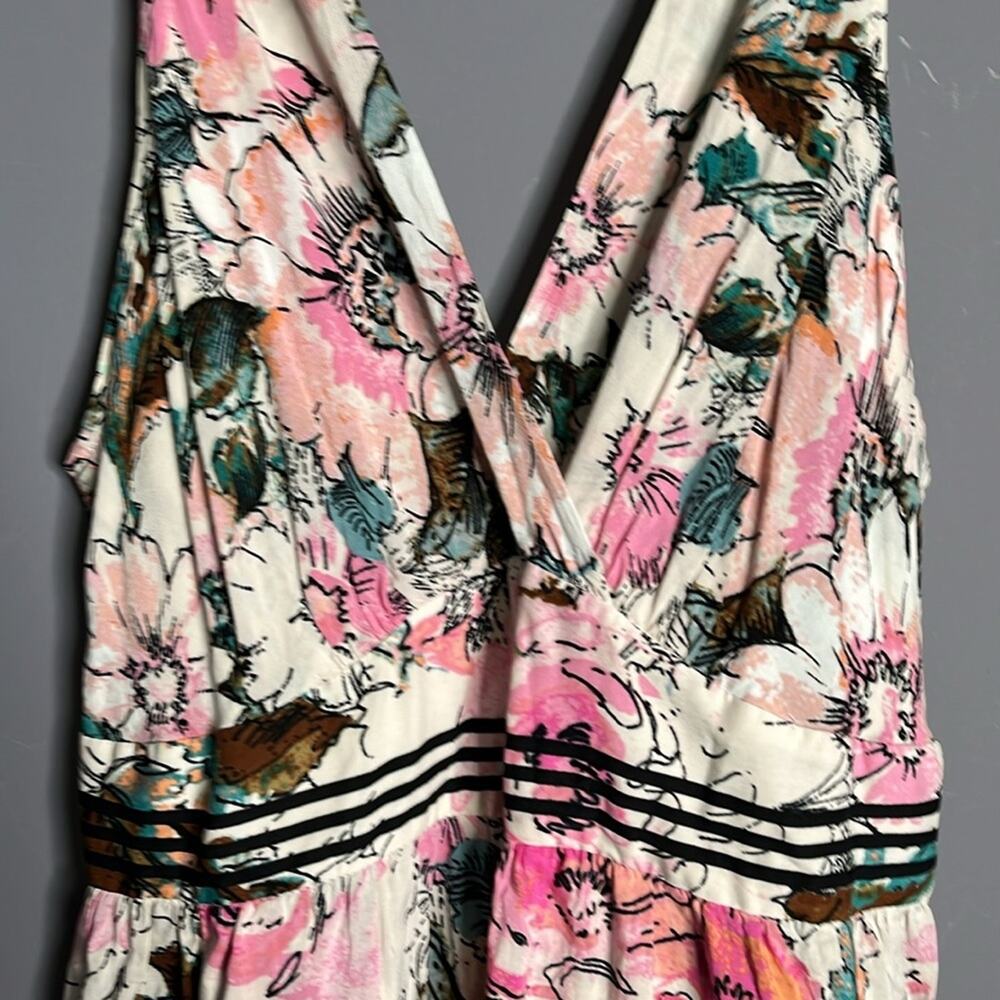 Plenty by Tracy Reese Pink Floral Wide Leg Jumpsuit Exposed Zipper 10 - Picture 4 of 11